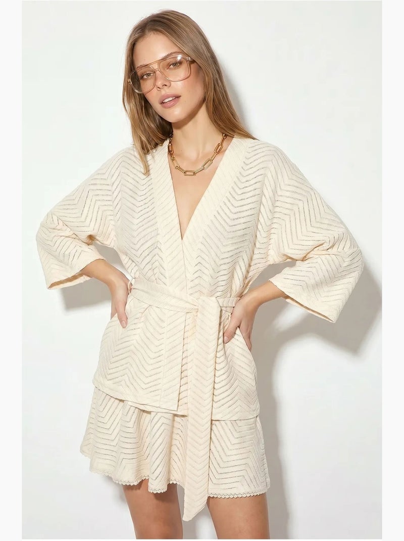Conjunto de blusa y falda de algodón con motivo geométrico lucci Crema - Kiabi