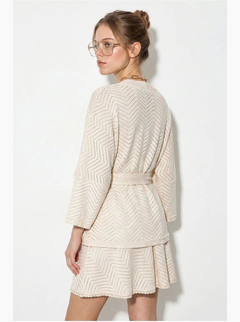 Conjunto de blusa y falda de algodón con motivo geométrico lucci Crema - Kiabi