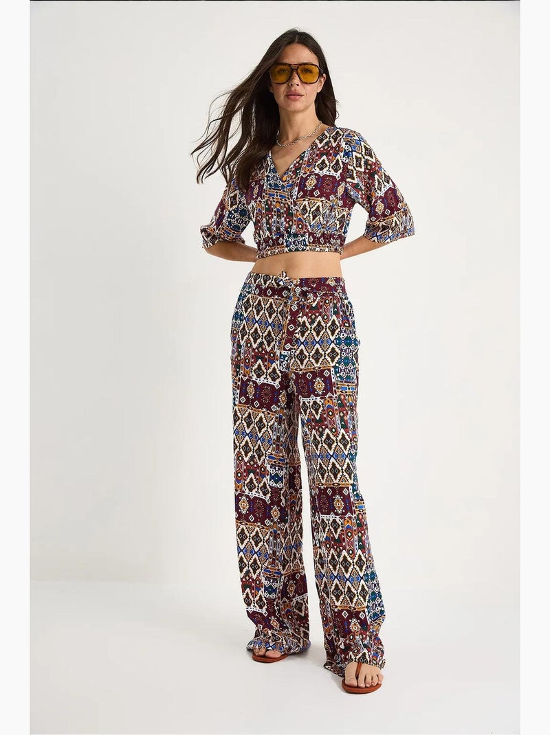Conjunto de blusa y pantalón corto estampado lucci Rojo burdeos - Kiabi