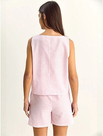 Conjunto de blusa y shorts de seersucker a rayas lucci