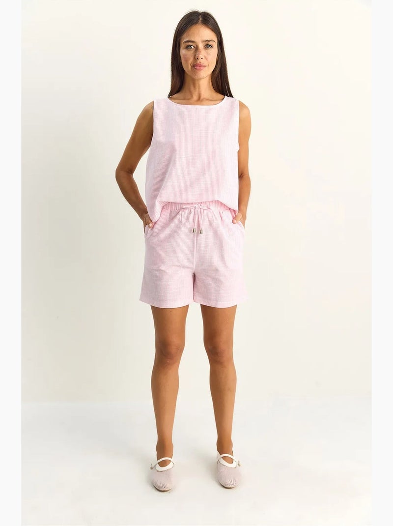 Conjunto de blusa y shorts de seersucker a rayas lucci Rosa claro - Kiabi