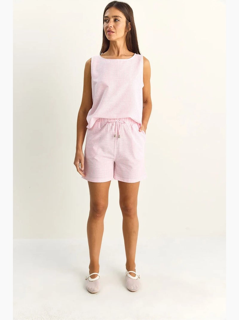 Conjunto de blusa y shorts de seersucker a rayas lucci Rosa claro - Kiabi
