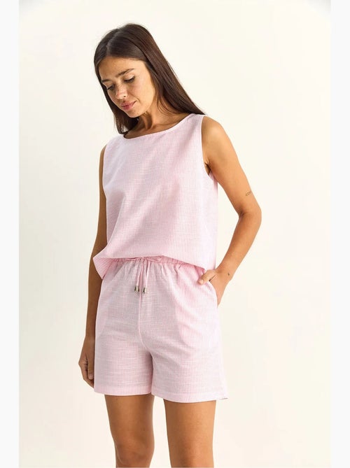 Conjunto de blusa y shorts de seersucker a rayas lucci - Kiabi