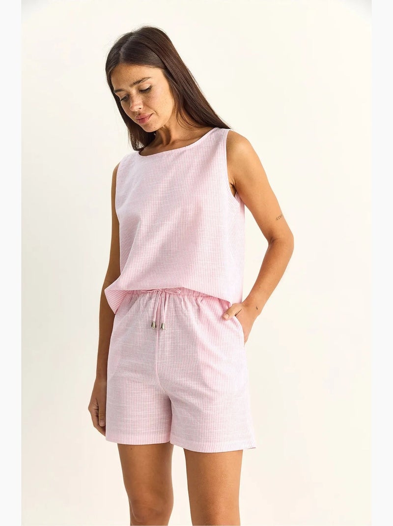 Conjunto de blusa y shorts de seersucker a rayas lucci Rosa claro - Kiabi