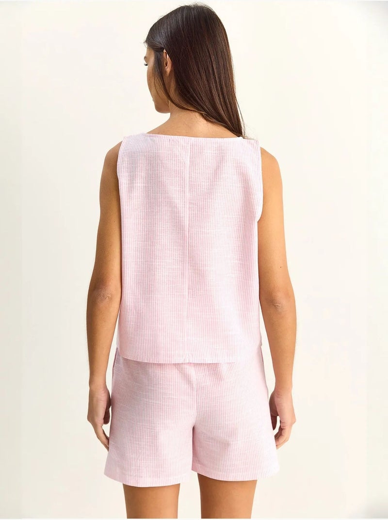 Conjunto de blusa y shorts de seersucker a rayas lucci Rosa claro - Kiabi