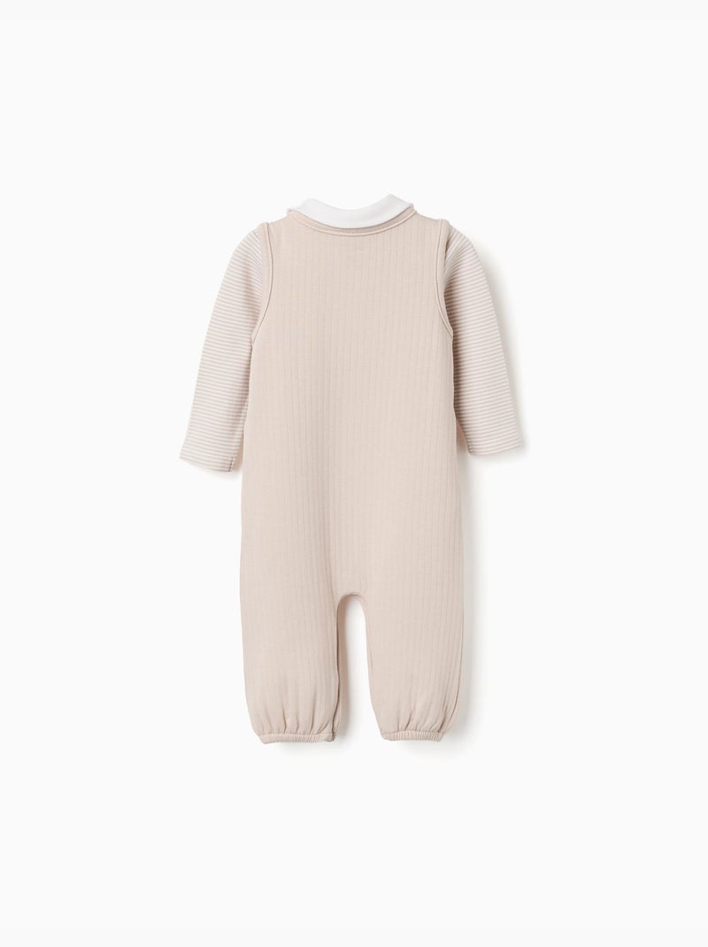 Conjunto de body a rayas + mono de algodón Gris claro - Kiabi