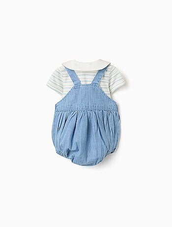 Conjunto de body a rayas y ranita vaquera
