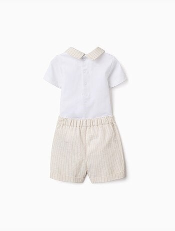 Conjunto de body de algodón + pantalón corto a rayas