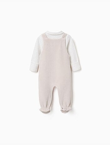 Conjunto de body de algodón + peto de terciopelo
