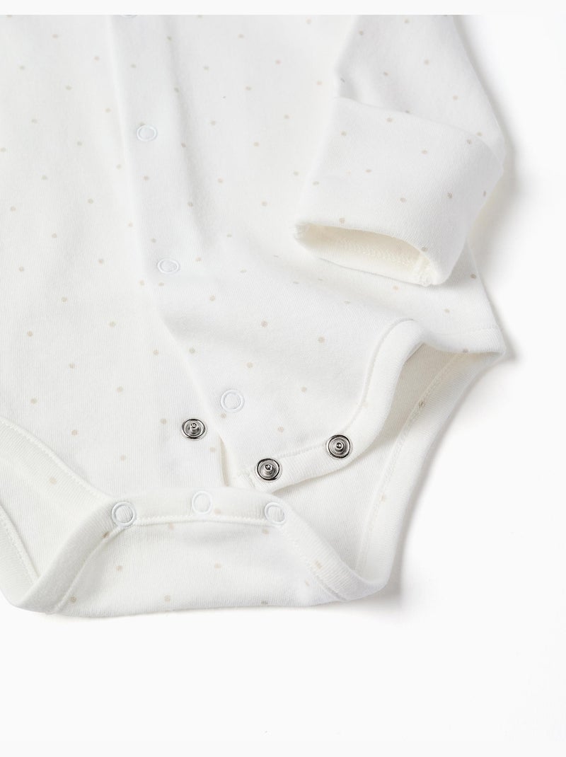 Conjunto de body de algodón + peto de terciopelo Gris claro - Kiabi