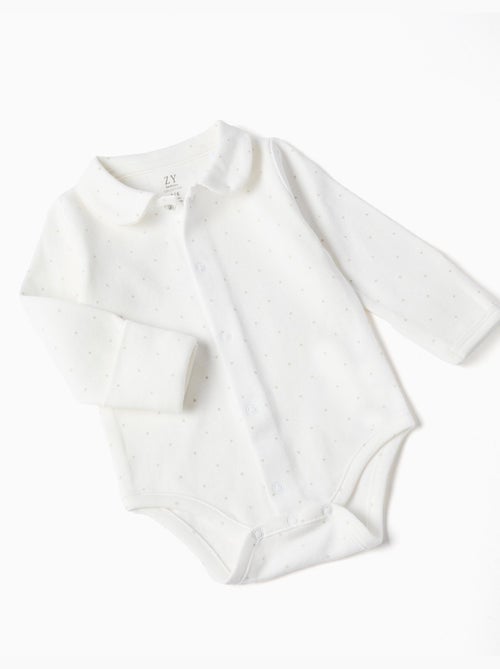 Conjunto de body de algodón + peto de terciopelo - Kiabi