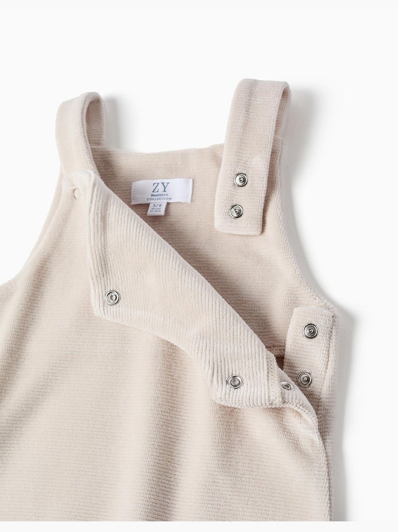 Conjunto de body de algodón + peto de terciopelo Gris claro - Kiabi