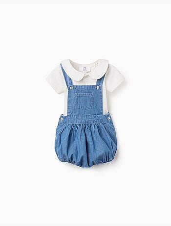 Conjunto de body de algodón + ranita vaquera