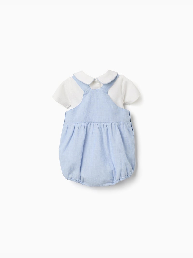 Conjunto de body de manga corta + ranita de algodón Azul claro - Kiabi