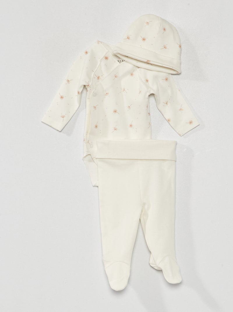 Conjunto de body + legging + gorro - 3 piezas BLANCO - Kiabi