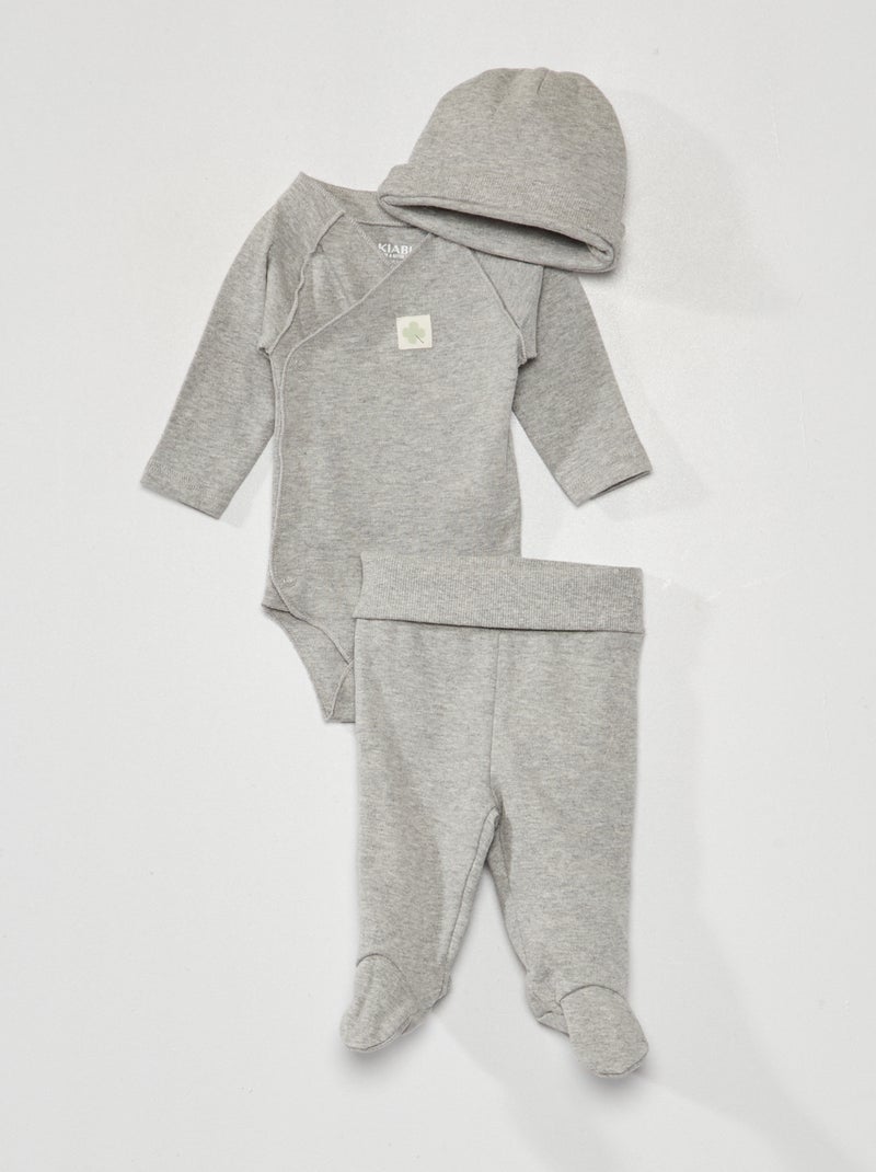 Conjunto de body + legging + gorro - 3 piezas GRIS - Kiabi