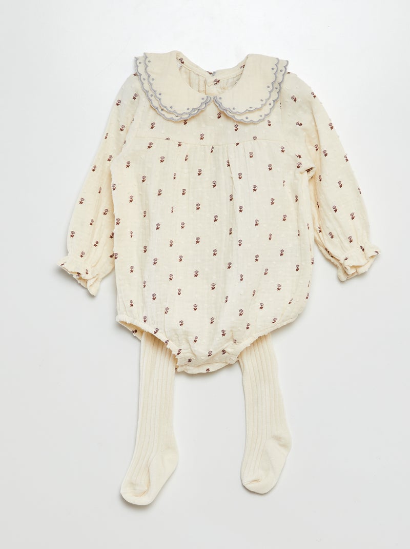 Conjunto de body + leotardos - 2 piezas BLANCO - Kiabi