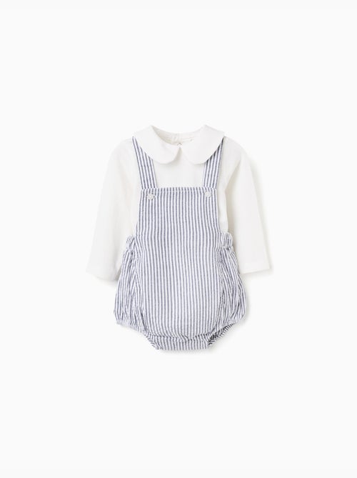 Conjunto de body + mono a rayas de algodón - Kiabi