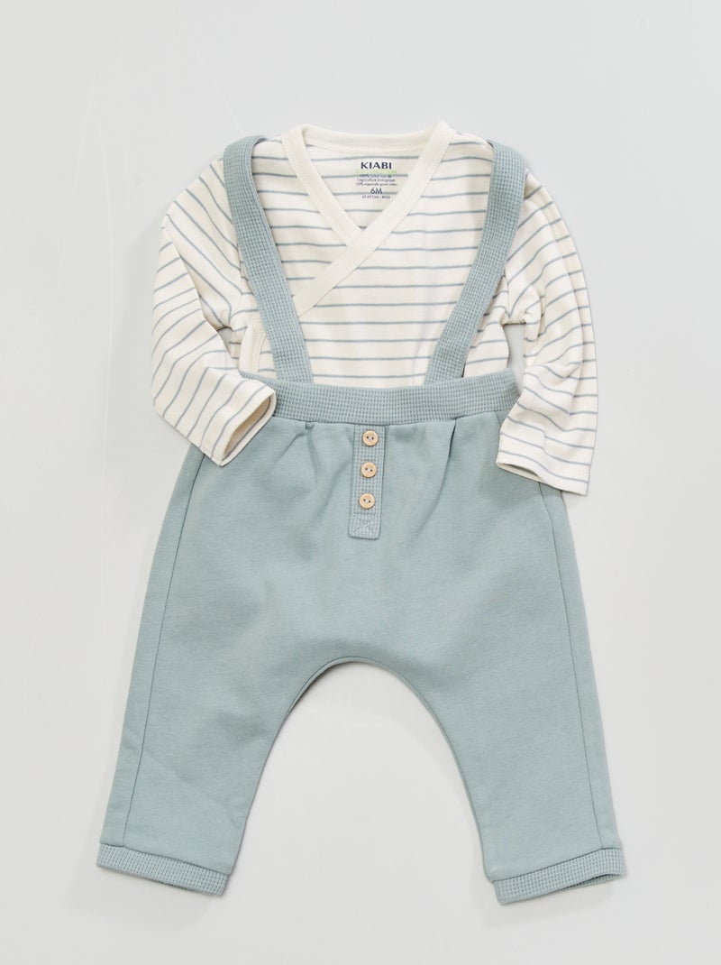 Conjunto de body + pantalón - 2 piezas a rayas azul - Kiabi