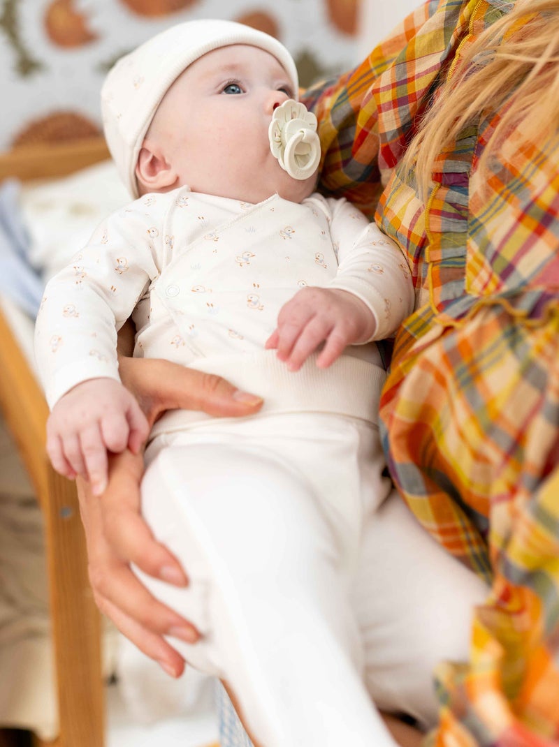 Conjunto de body + pantalón con pies + gorro BLANCO - Kiabi