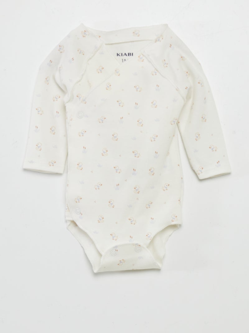 Conjunto de body + pantalón con pies + gorro BLANCO - Kiabi