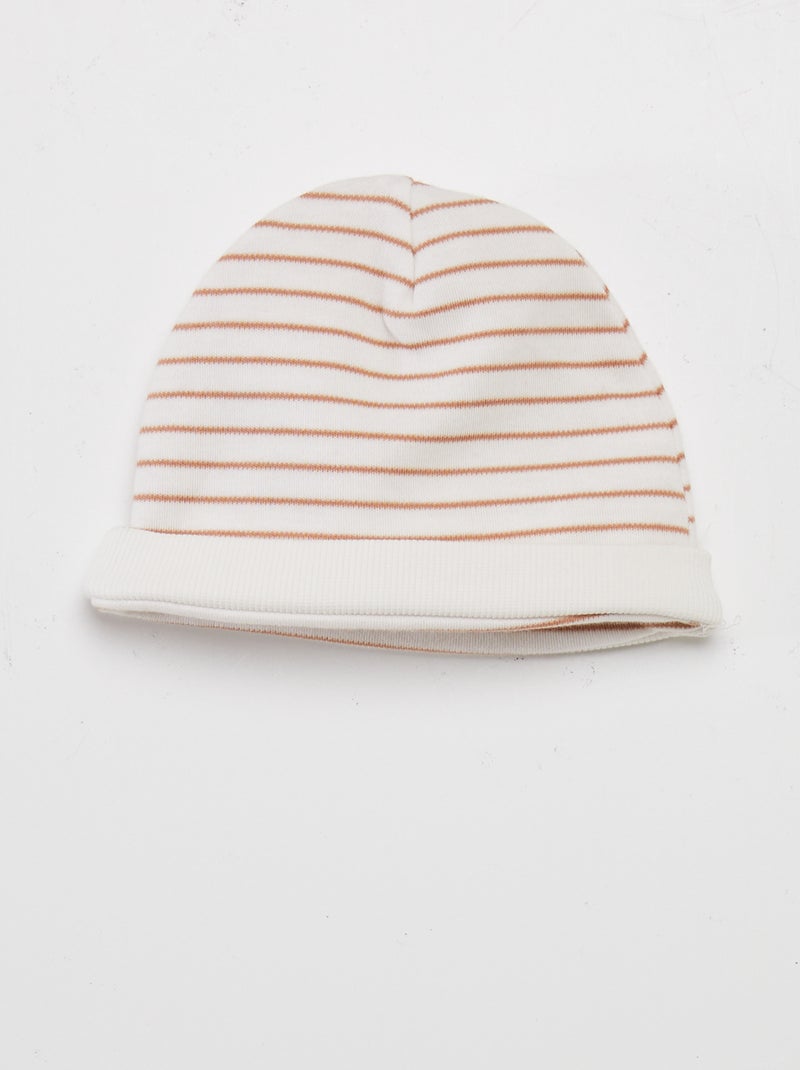 Conjunto de body + pantalón con pies + gorro Rallas Naranja - Kiabi