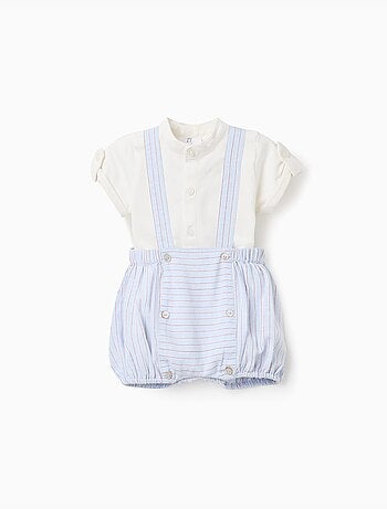 Conjunto de body + pantalón corto a rayas de algodón