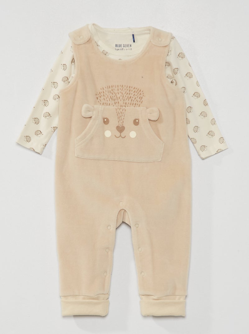 Conjunto de body + peto beige - Kiabi