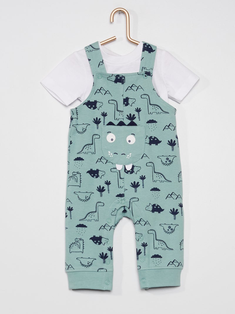 Conjunto de body + peto 'dinosaurio' BEIGE - Kiabi