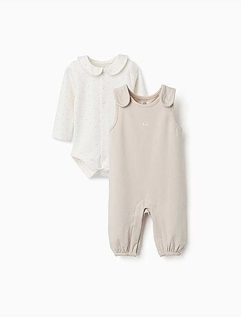 Conjunto de body y mono de algodón