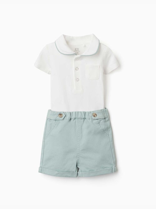 Conjunto de body y pantalón corto de algodón - Kiabi Conjunto de body y pantalón corto de algodón - Kiabi