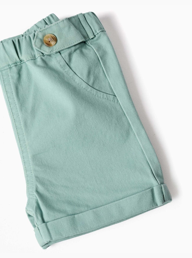 Conjunto de body y pantalón corto de algodón Verde claro - Kiabi