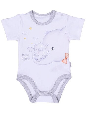Conjunto de body y pantalón corto para bebé en algodón orgánico elefante - Kitikate