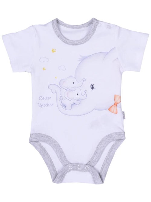 Conjunto de body y pantalón corto para bebé en algodón orgánico elefante | Kitikate - Kiabi