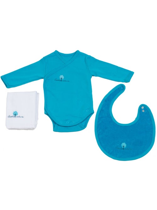 Conjunto de body/babero/pezón de algodón orgánico - Kiabi
