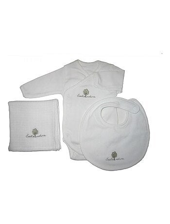 Conjunto de body/babero/pezón de algodón orgánico