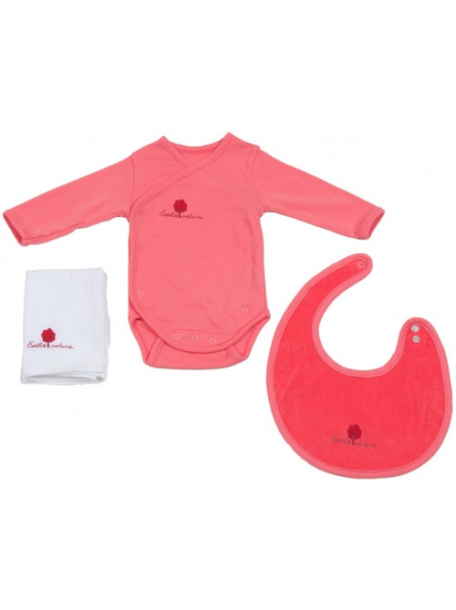 Conjunto de body/babero/pezón de algodón orgánico - Kiabi