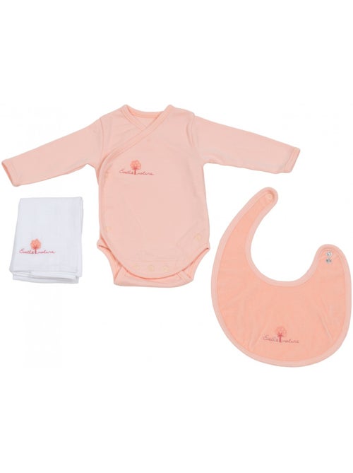 Conjunto de body/babero/pezón de algodón orgánico - Kiabi