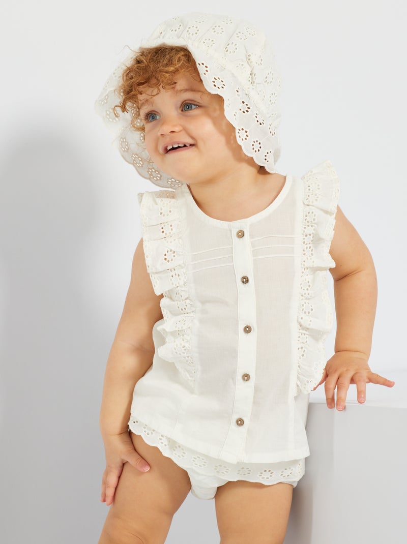 Conjunto de bordado inglés BLANCO - Kiabi