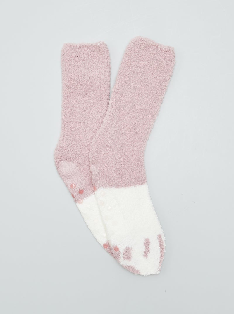 Conjunto de calcetines + antifaz peluche ROSA - Kiabi