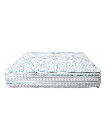 Conjunto de cama con colchón de espuma viscoelástica de 24 cm + somier tapizado beige