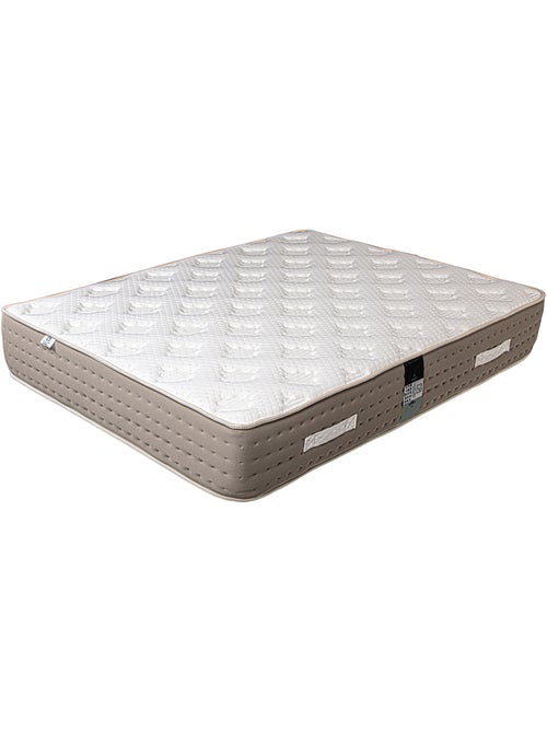 Conjunto de cama con colchón de muelles ensacados de 26 cm y somier de madera maciza blanco - Kiabi Conjunto de cama con colchón de muelles ensacados de 26 cm y somier de madera maciza blanco - Kiabi