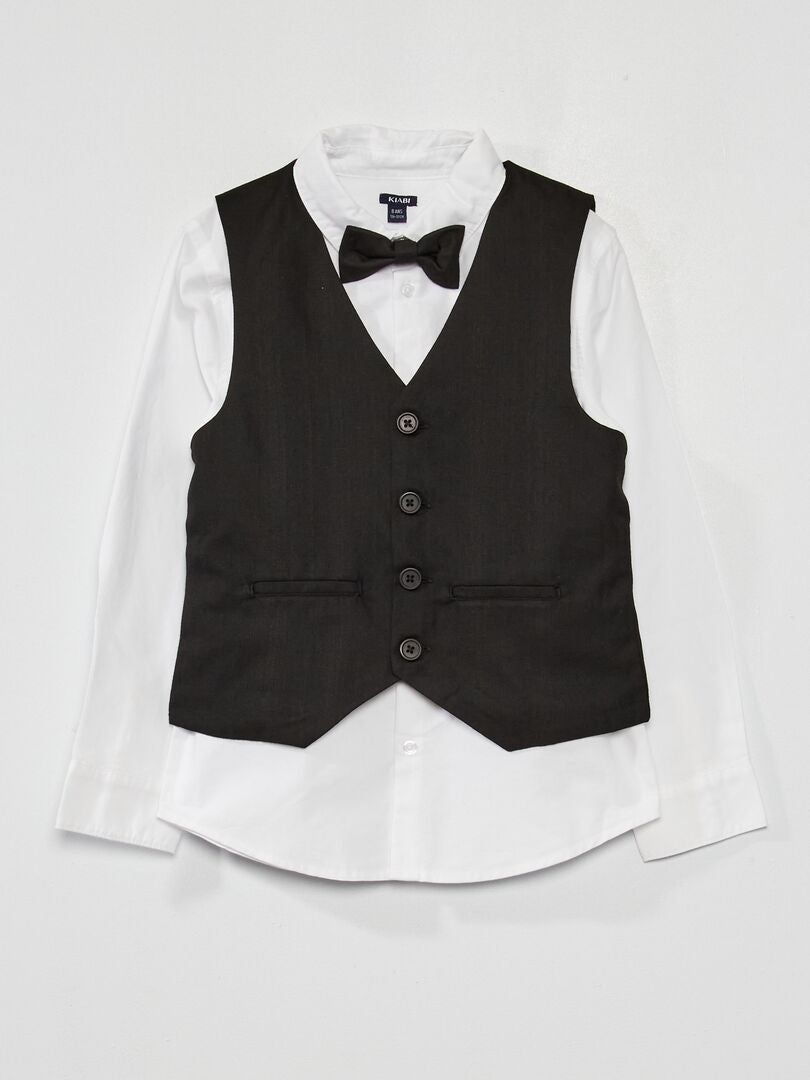 Conjunto de camisa + chaleco + pajarita  - 3 piezas Blanco - Kiabi