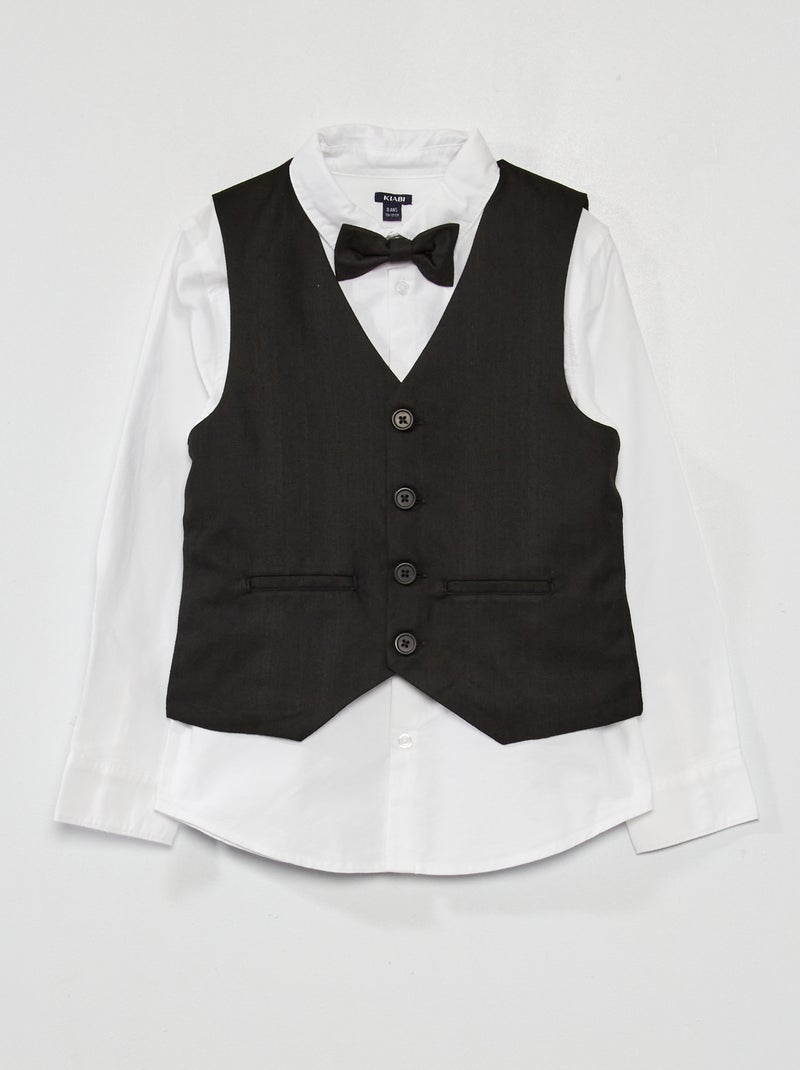 Conjunto de camisa + chaleco + pajarita  - 3 piezas Blanco - Kiabi