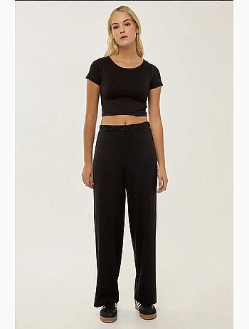 Conjunto de camisa corta de punto y pantalón con cinturón elástico hiccup