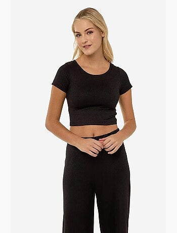 Conjunto de camisa corta de punto y pantalón con cinturón elástico hiccup