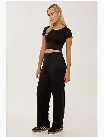 Conjunto de camisa corta de punto y pantalón con cinturón elástico hiccup