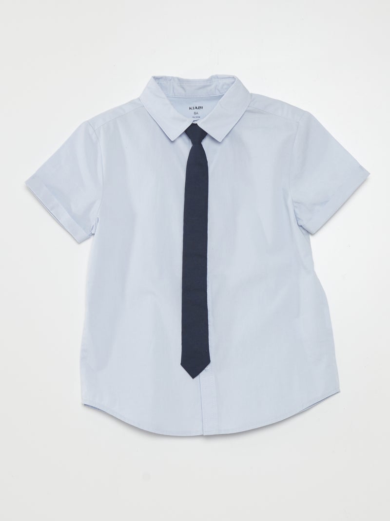 Conjunto de camisa de algodón + corbata  - 2 piezas AZUL - Kiabi