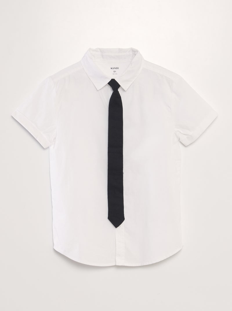 Conjunto de camisa de algodón + corbata  - 2 piezas blanco - Kiabi