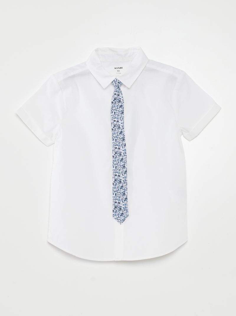 Conjunto de camisa de algodón + corbata  - 2 piezas BLANCO - Kiabi